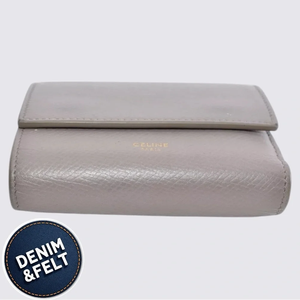 CELINE Women’s Small  Tri-Fold Wallet Leather | Color: Greige | w/Box & Bag 🩶🩶